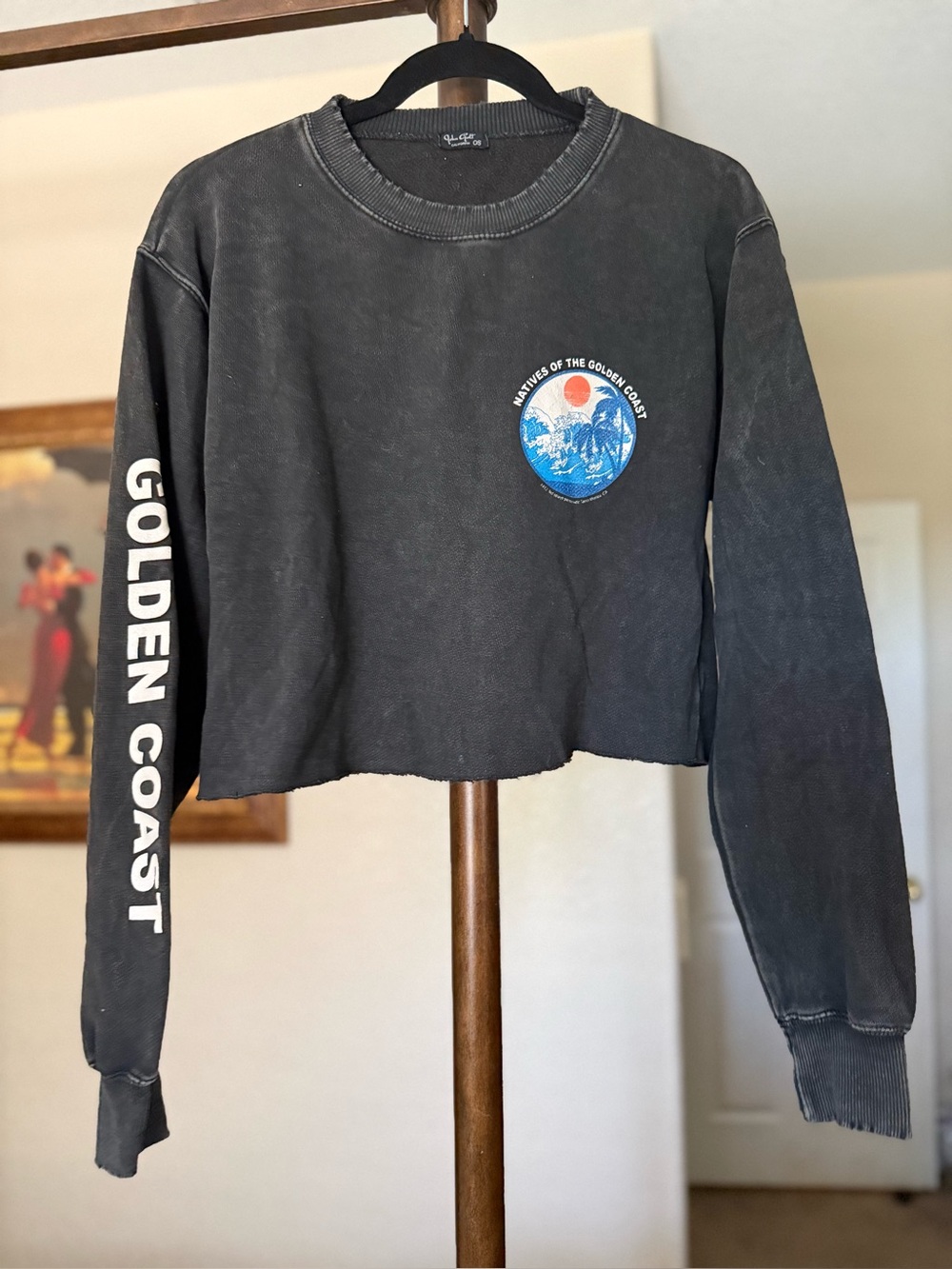 Brandy Melville Black Crewneck Cropped Sweatshirt
